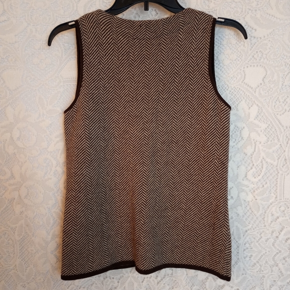 MaxMara Brown and Black Herringbone Sweater Vest - Picture 1 of 6